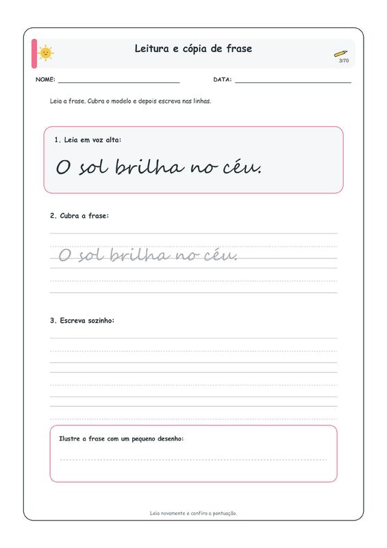 Exemplo de atividade: Cópia de frases